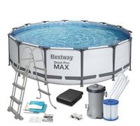 Bestway Steel PRO Max Framepool - Set Completo con Pompa Filtro, Scala di Sicurezza e telone di Copertura, 427 x 107 cm, Colore: Blu