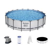 Bestway Steel PRO Max - Piscina con Pompa filtrante, Ø 549 x 122 cm, Colore: Grigio