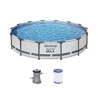 Bestway Steel PRO Max - Set per Piscina con Pompa Filtro, Ø 427 x 84 cm, Colore: Grigio Chiaro