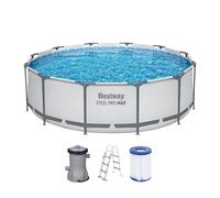 Bestway Steel Pro MAX - Set piscina con pompa filtro, Ø 366 x 100 cm, colore: Grigio chiaro