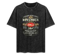 BestWishes 60 Year Old Legends Born in November 1962 60Th Birthday Unisex T-Shirt Top Black Mens Tee XXL