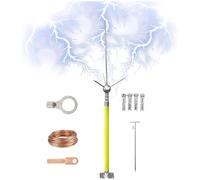 BESTXH A,1.1m, Parafulmine, Kit Parafulmine Isolato, Parafulmine per Tetto, Dispositivi di Protezione Antifulmine Rimovibili, Kit Parafulmine, per Tetti di Fabbriche, Scuole E Torri