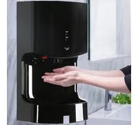 BESTXH Asciugamani Elettrico Automatico Commerciale, Asciugamani Ad Aria A Parete con Vaschetta Raccogligocce, Vento Caldo E Freddo Ad Alta velocità (10 Secondi), per Uffici,Nero