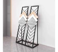 BESTXH Espositore in Metallo per Piastrelle in Gres Porcellanato, Espositore per Campioni A 12/24 Ripiani, Portacampioni da Pavimento in Legno di Grandi Dimensioni da Terra,Black Double Row,85 * 50