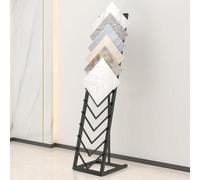 BESTXH Espositore in Metallo per Piastrelle in Gres Porcellanato, Espositore per Campioni A 12/24 Ripiani, Portacampioni da Pavimento in Legno di Grandi Dimensioni da Terra,Black Single Row,40 * 50