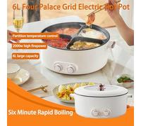 BESTXH Pentola Elettrica 4 in 1, Scaldavivande Elettrico Mandarin Duck A Quattro Griglie, Pentola Elettrica di Grande capacità, Cuociriso Integrato Four Palace Grid,Bianca