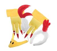 BESTYASH 1 set Accessori Costumi per Halloween Cerchietto e Codino Gallina con Naso e Piedi per per e Cosplay Animali