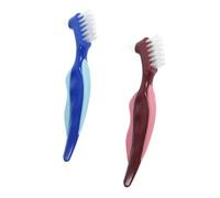 BESTYASH 1 Set Spazzola Per La Pulizia Della Protesi Doppio Intercapedine Spazzolino Adulti Pennello Morbido Difficile Orale Flessibile Setole Schierato Più Nylon 2 Pezzi