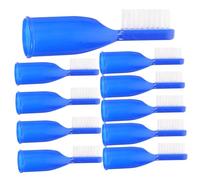 BESTYASH 10 Pezzi Spazzolino Da Denti a Mezzo Dito Spazzola Per La Pulizia Extra Viaggio Halloween Prigione Tu Rosa Intercapedine Bocca Mini A Forma Di Dente Portatile Piccolo Blu Plastica