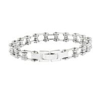 BESTYASH 1pezzi Bracciale Acciaio Inossidabile Punk Per Uomini e Ragazzi Stile Moda Con Design Catena e Resistente Alla Per Regali Padri e Amici