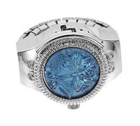 BESTYASH 1pezzi Orologio Ad Anello Da Dito Donna Elegante Forma Di Rosa Orologio Al Movimento Preciso Blu Resistente e Decorativo Come Accessorio Moda Quotidiano