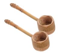BESTYASH 2 Pezzi Cucchiaio in Bamboo con Manico lungo Ergonomico Mestolo Giapponese Versatile per Cucina e Bagno Resistente e Facile da da Ecologico e Sostenibile