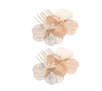 BESTYASH 2 Pezzi Pettine Di Fiori D'oro Copricapo Della Sposa Fermagli Per Da Sposa Per Le Spose Pettini Decorativi Per Clip Per Nuziali Perle D'imitazione Golden