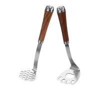 BESTYASH 2 pezzi Schiacciapatate Manuale in Acciaio con Impugnatura in Legno Strumento per Schiacciare Resistente e Facile da Usare per Purè e Vellutato
