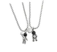 BESTYASH 2 Pz Collana Astronauta Collane a Catena Ornamento Del Collo Gioielli Per Coppia Decorazione Del Collo Di Coppia Coppie Abbinate a Collane Magnetiche Acciaio Al Titanio Silver