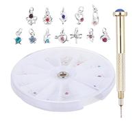 BESTYASH 24pezzi Charm Gioielli Unghie Pendente Con Trapanino Manuale Foratore Per Nail Art Accessori Compatti Leggeri e Resistenti Per Design Personalizzato Unghie Casa