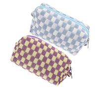 BESTYASH 2pezzi Borsa Cosmetica Cerniera Organizer Da Viaggio Portatile Stile Checkered Per Makeup e Accessori Ampia Capacità Per Donne