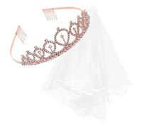 BESTYASH 2pezzi Corona Per Capelli Da Sposa Velo Da Sposa e Fascia Per Capelli Per Matrimonio Compleanno e Festa Brillantezza Sotto La Luce