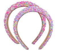 BESTYASH 2pezzi Fascia Glitterata Per Cerchietto Imbottito Granelli Fascia Larga Per Donne Accessori Per Colorati Per Compleanni e Feste