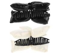 BESTYASH 2pezzi Fermaglio Per Capelli Fiocco Clip Ad Artiglio Materiale Plastico e Lussuoso Nero e Bianco Per Styling Rapido e Fissaggio Sicuro Durante Attività Sportive o Ufficio