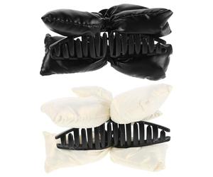 BESTYASH 2pezzi Fermaglio Per Capelli Fiocco Clip Ad Artiglio Materiale Plastico e Lussuoso Nero e Bianco Per Styling Rapido e Fissaggio Sicuro Durante Attività Sportive o Ufficio