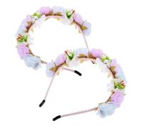 BESTYASH 2pezzi Floral Hair Wreath Headband for Women Fake Flower for Weddings Festivals and Photo Props