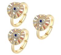 BESTYASH 3 Pezzi Anello Dell'occhio Del Diavolo Anello Aperto Malocchio Anelli Collana Costume Anello Di Dichiarazione Orecchini Cerchi D'oro Per Le Donne Braccialetto Signore Golden Rame