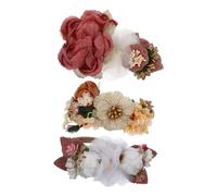 BESTYASH 3 Pezzi fascia di fiori di perle accessorio copricapo fascia del fiore della ragazza fascia per ragazze di fiori fascia per per ragazza tessuto