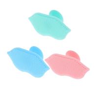 BESTYASH 3 Pezzi Spazzola Manuale in Silicone Per Pulizia Del Viso Con Setole Morbide Per Labbra, Viso e Corpo, Esfoliante Per Punti Neri e Residui Di Trucco, Colori Rosa Chiaro, Azzurro e