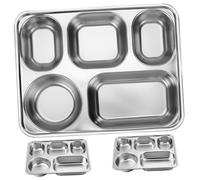 BESTYASH 3 pezzi Vassoio Acciaio Inossidabile con Scomparti per Pranzo Piatto per Canteen per Picnic e Scuola Resistente e Facile da