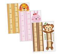 BESTYASH 3 Set Adesivi Per Misurare L'altezza Bambini Decorazione Da Parete Per Cameretta Materiale Resistente Agli Strappi Per Asilo Con Disegni Leone, Coniglio e Scimmia