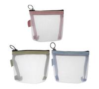 BESTYASH 3pezzi Borsa per Trucco Rete Portatile Mini Borsa Cosmetica Trasparente Cerniera Leggera per Articoli da Toeletta da Viaggio per Routine di Pulizia Quotidiane e Viaggi