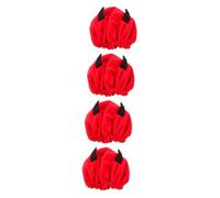 BESTYASH 4 Pezzi Berretto da notte elastico ricamato Sonno lavorato a maglia piccolo copricapo per berretto da notte decorativo simpatico cappello da notte cuffia alla moda Stoffa rosso