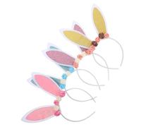 BESTYASH 4 Pezzi fascia per orecchie da coniglio Banda per Bunnies fasce per bambine fascia d'orecchio di coniglio fascia dell'orecchio del coniglio del fiore panno di cipolla verde