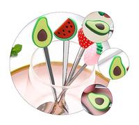 BESTYASH 4 Pezzi Posate da Tavola Acciaio Forma Frutta Forchetta e Cucchiaio Creativi Design Avocado Leggero e Resistente per Cucina e Dessert Adatto Ristoranti e Uso
