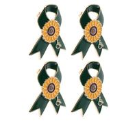 BESTYASH 4 Pezzi Spilla a Nastro Girasole in Lega Verde, Stile Vintage | Volontari e Gruppi Comunitari, Identificazione del Team, per Risveglio e Raccolta Fondi