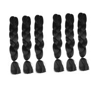 BESTYASH 6 Pezzi Treccia Di Parrucca Intrecciato Estensioni Falso Copricapo a Ornamento Dei Africana Seta Di Yaka in Fibra Chimica Ad Alta Temperatura Nero