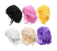 BESTYASH 6pezzi Parrucche Sintetiche Bob Corte Per Donne Caschetto Colorato Capelli Ricci e Frangia Per Cosplay e Feste Accessori Leggeri Per Travestimenti e Costumi Estivi
