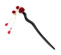 BESTYASH Bastoncino per Capelli Stile Antico Decoro Nappa Rosa Materiale Legno e Lega Fermaglio per Chignon Accessorio per Abiti da Sera e Matrimoni