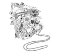 BESTYASH Borsa da Sera Donna con Tracolla Catena Glitterata Pochette con Design Nappe Piccola Borsa Secchiello Elegante per Cerimonie e Feste Formali Argento