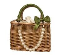 BESTYASH Borsa da Spiaggia in Vimini, Tote Estiva Donna, Doppio Manico | Catena Decorativa, Stile Boho Estivo, Facile da Pulire, per Vacanze e Oggetti Essenziali