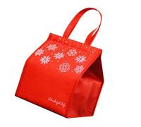 BESTYASH Borsa Termica per Pranzo Natalizia, Sacchetto Termico Manico, Rosso, Non Tessuto e Foglio di Alluminio, per Scuola e Campeggio
