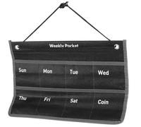 BESTYASH Calendario Settimanale Tascabile da Parete Non Tessuto Nero Borsa con Tasche da Appendere per Organizzare Casa Camera e Ufficio Leggero e Compatto per Soggiorno e Cucina