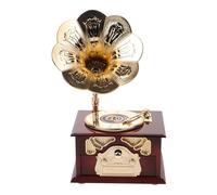 BESTYASH Carillon da Tavolo a Carica Manuale in ABS, Decorazione della Scrivania Vintage a Forma di Grammofono Marrone, Centrotavola Musicale per Casa, Ufficio e Regalo di Compleanno