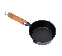 BESTYASH Casseruola in Ghisa Piccola Manico in Legno Pentolino Versatile per Riscaldare e Olio Adatta per Frittura Zuppe e Verdure Pentola Resistente e Conduzione Termica per Cucina