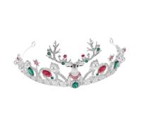 BESTYASH Corona Barocca Natalizia con Corna di Renna Strass e Perle Finte Tiara Leggera in Lega per Feste Matrimonio e Costume Accessorio Capelli Donna Elegante e Versatile