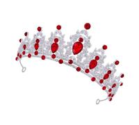 BESTYASH Corona da Regina Vintage per Compleanni della Sposa Tiara da Regina Scintillante Accessori per Capelli Tiara Ballo di Fine Anno Laurea Rosso