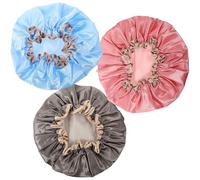BESTYASH Cuffie da Doccia Cuffie Riutilizzabili 3 Pezzi Doppio Strato Impermeabili per Protezione Chioma in Peva Elastico per Donna Bagno e Doccia