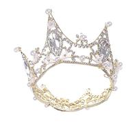 BESTYASH Fascia fiore di perla in stile barocco diadema reale di nozze tiara nuziale fascia da sposa copricapo da sposa fascia diadema barocca diadema ingioiellato lega