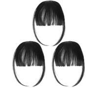 BESTYASH Frangia Finta Clip On 3 Pezzi per Donna e Ragazza in Materiale Resistente al Calore, Extension Chioma Neri Frangetta Aria e Ciuffo Laterale Naturale